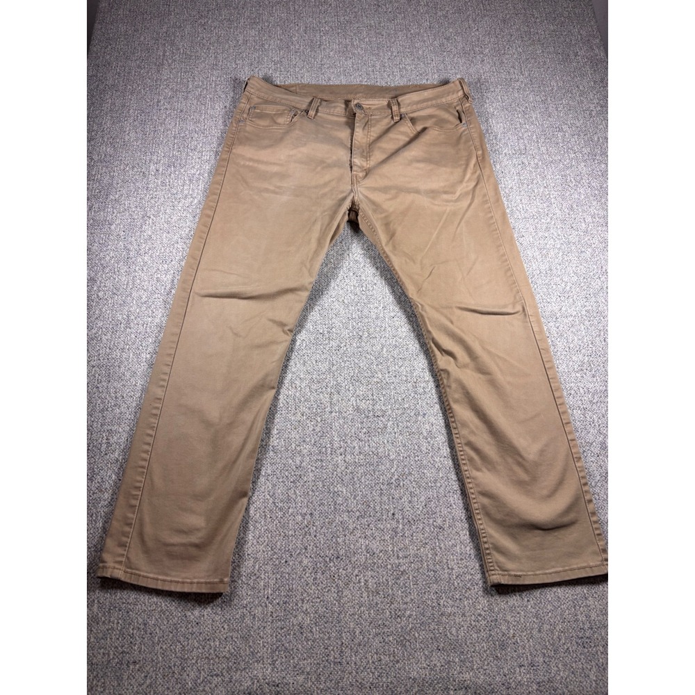 Levi Strauss Co 502 Regular Taper Khaki‎ Tan Chino Jeans Mens 38x32